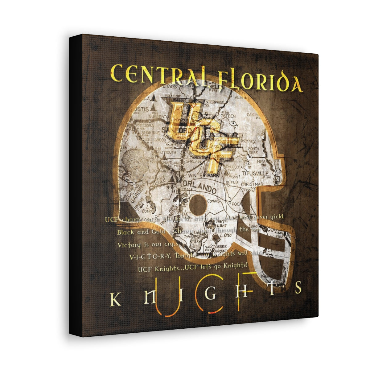 UCF Knights Vintage Canvas Map | Fight Song Lyrics