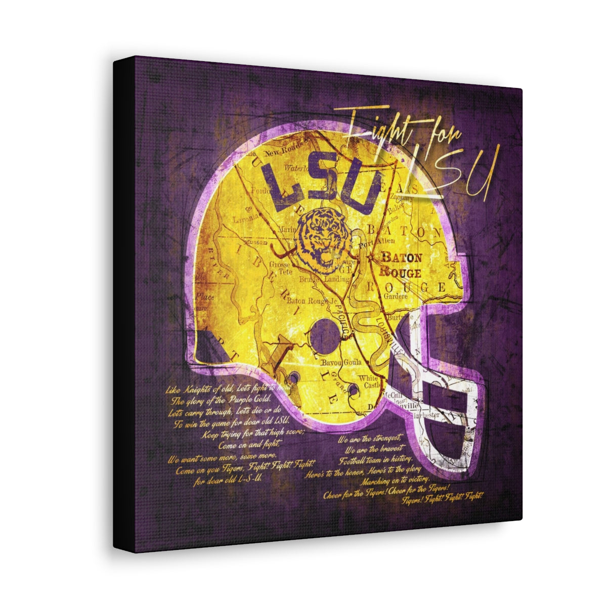 LSU Tigers Vintage Canvas Map | Fight Song Lyrics