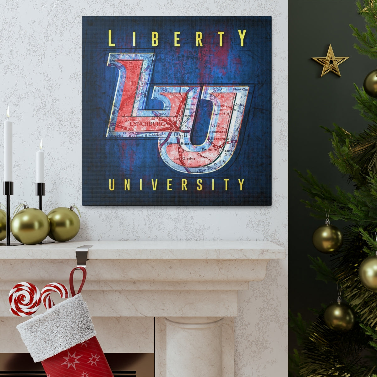 Liberty University Vintage Canvas Map