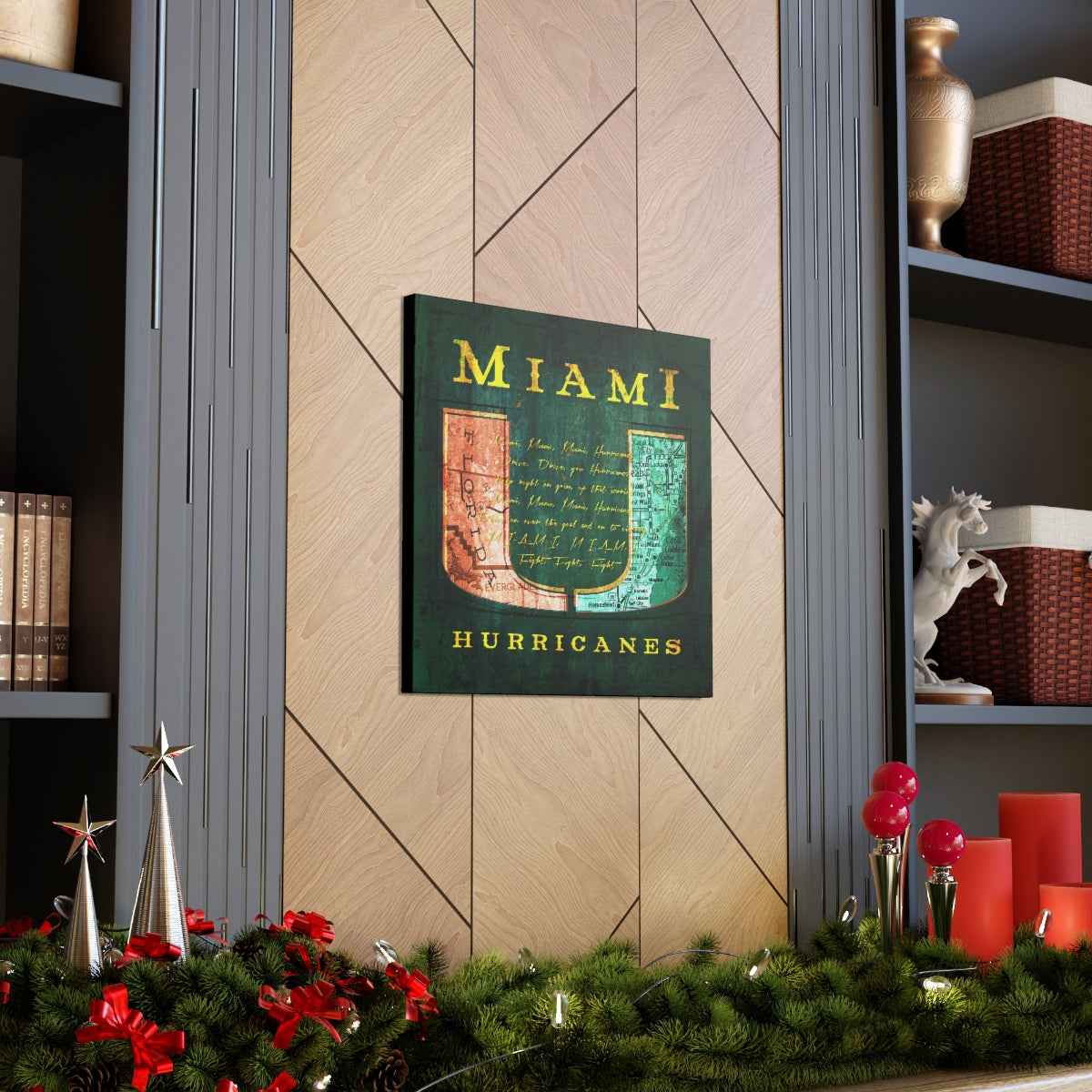 Miami Hurricanes Vintage Canvas Map | Fight Song Lyrics