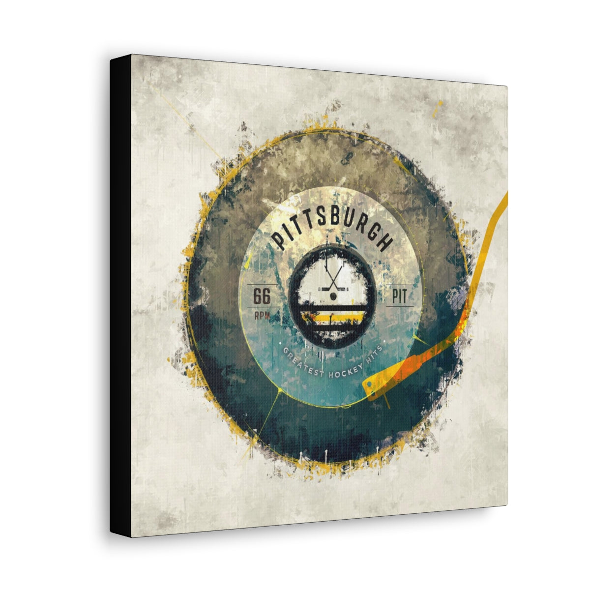 Pittsburgh Penguins Hockey Puck Turntable Canvas Art