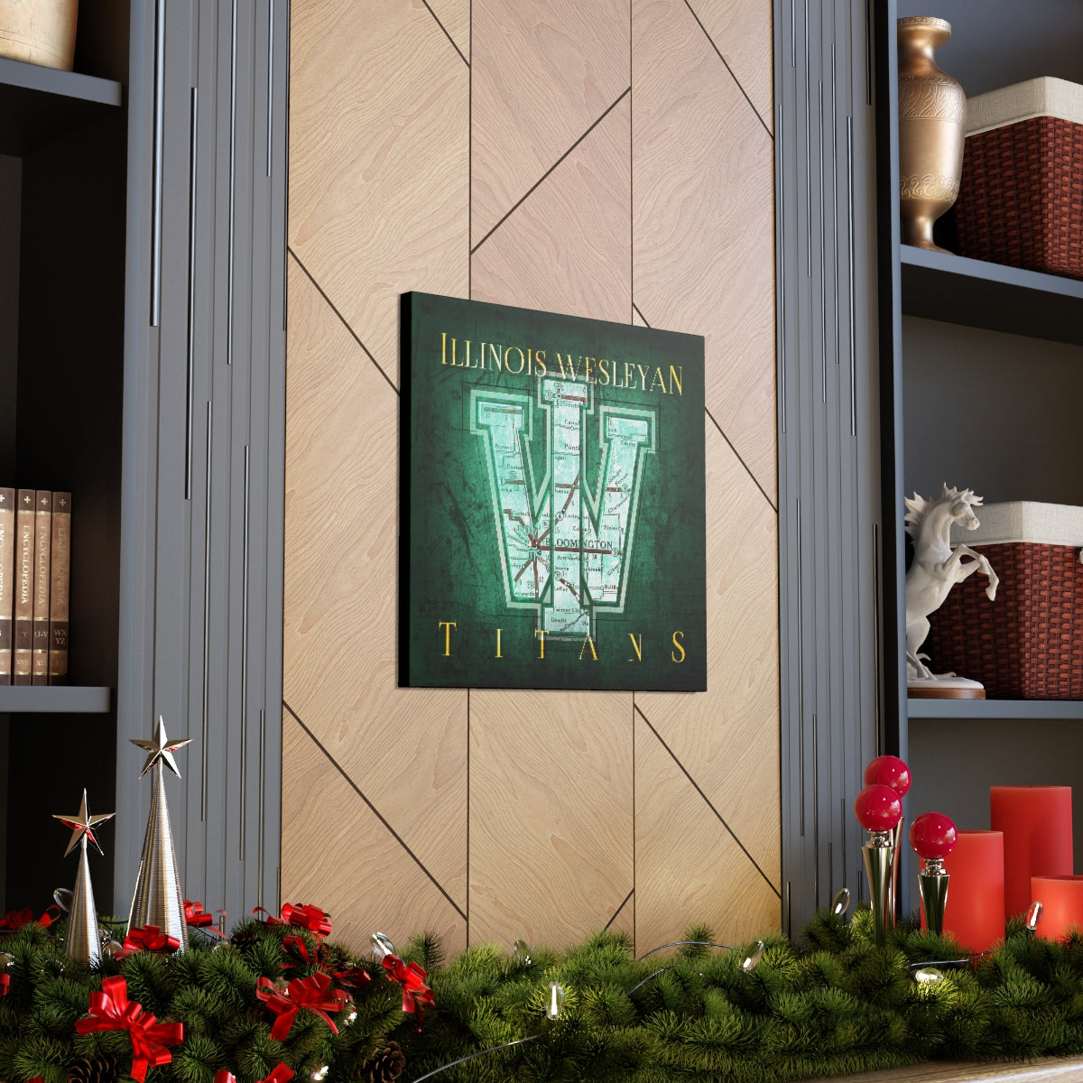 Illinois Wesleyan Titans Vintage Canvas Map