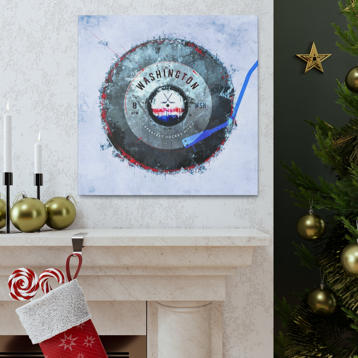 Washington Capitals Hockey Puck Turntable Canvas Art