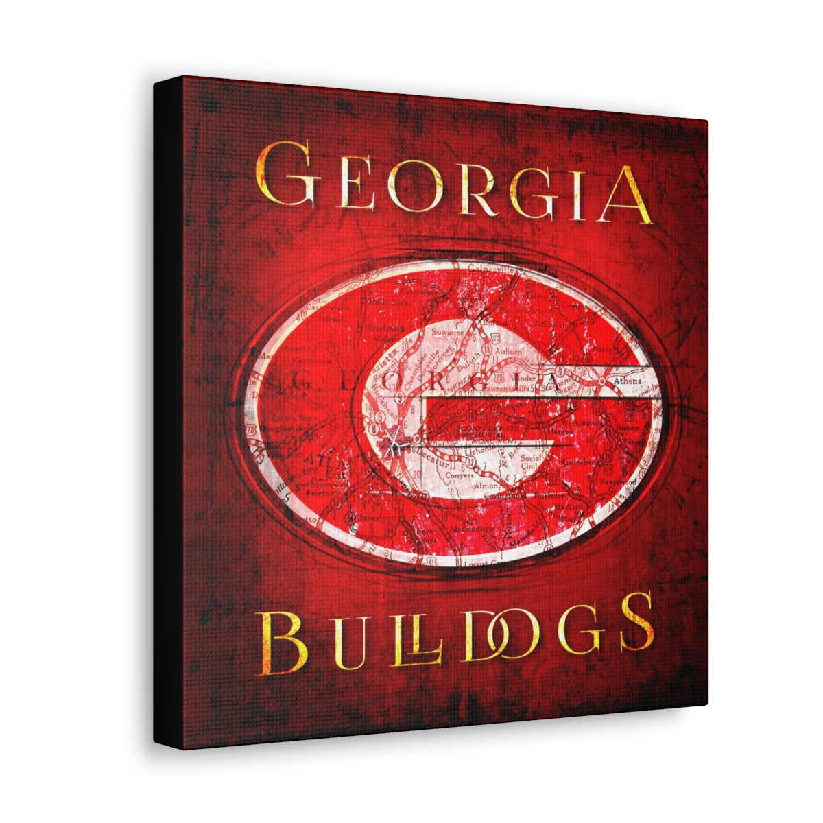 Georgia Bulldogs Vintage Canvas Map