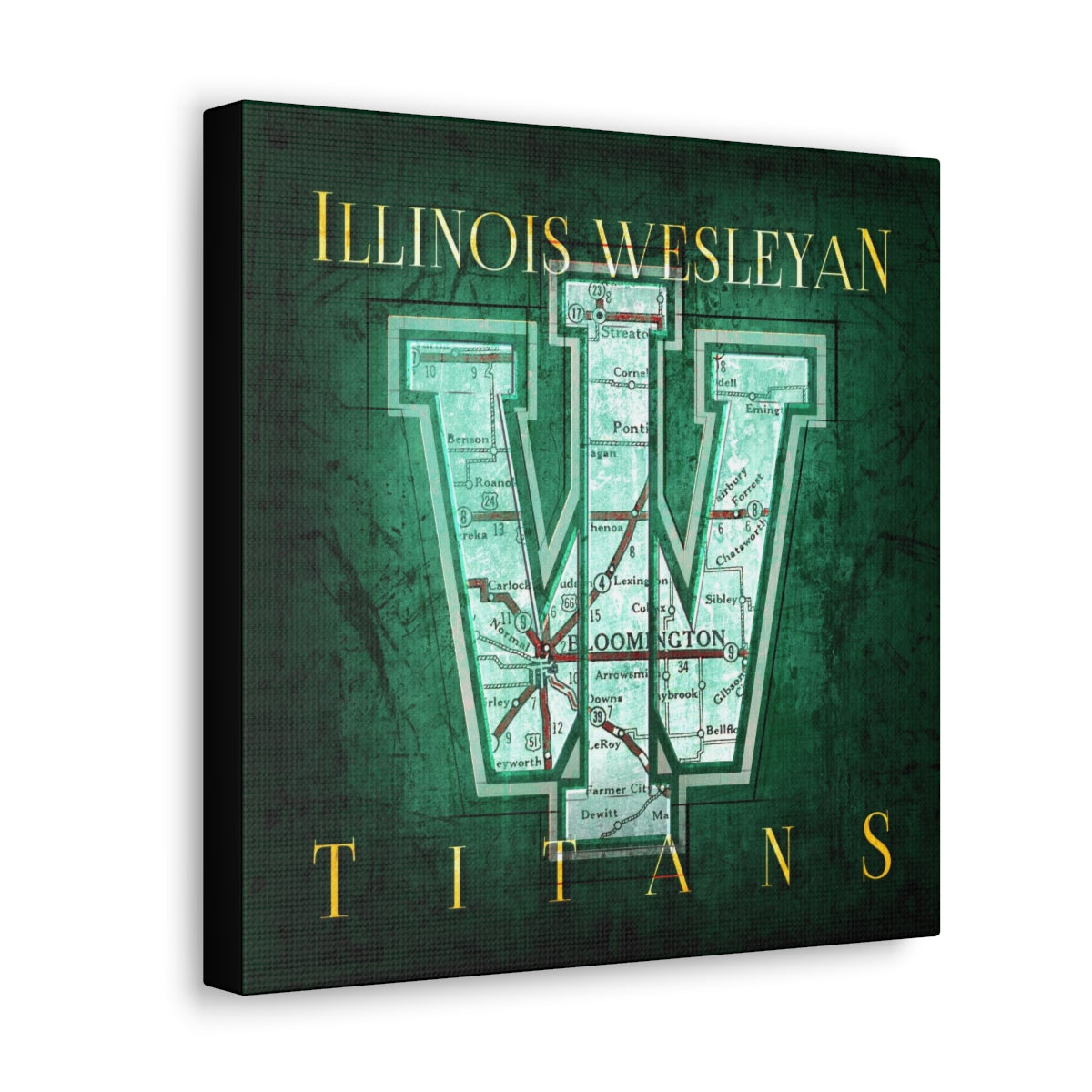 Illinois Wesleyan Titans Vintage Canvas Map
