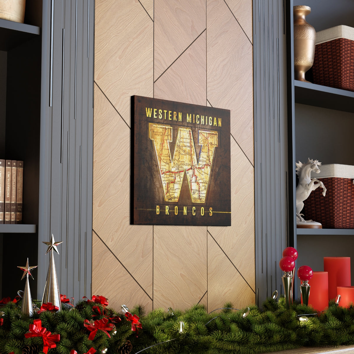 Western Michigan University Broncos Vintage Canvas Map