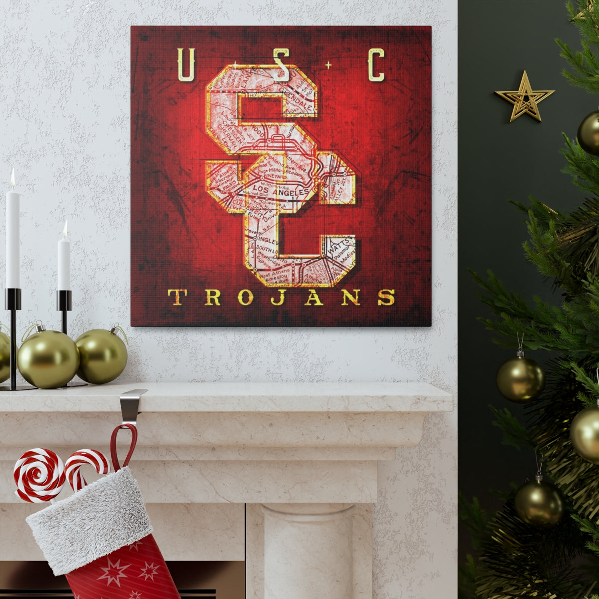 USC Trojans Vintage Canvas Map