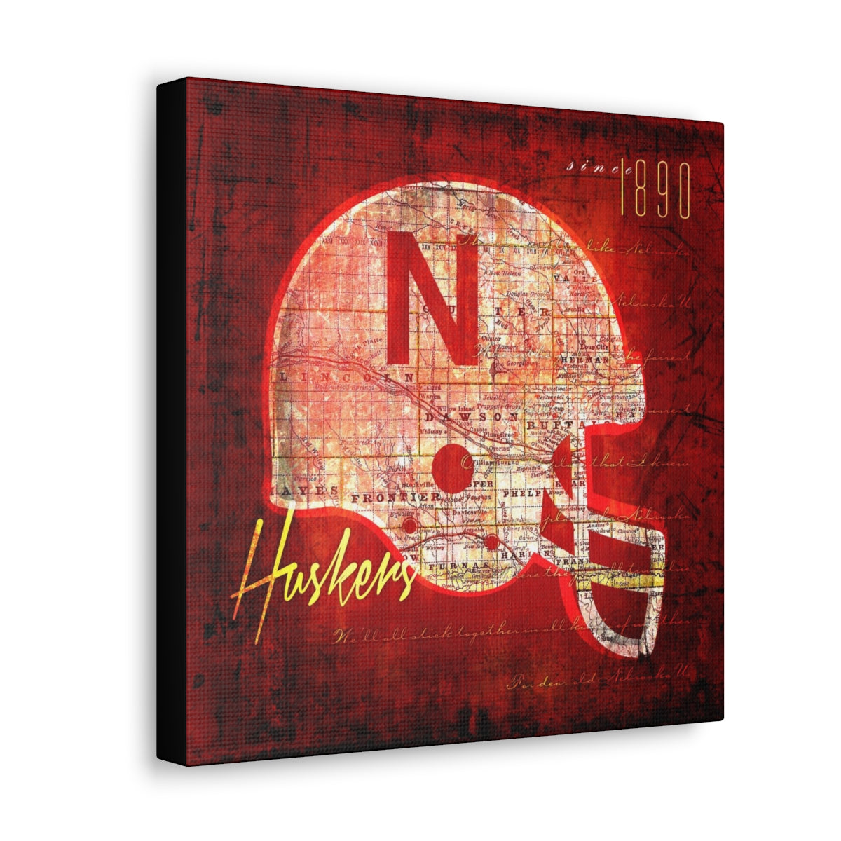 Nebraska Cornhuskers Vintage Canvas Map