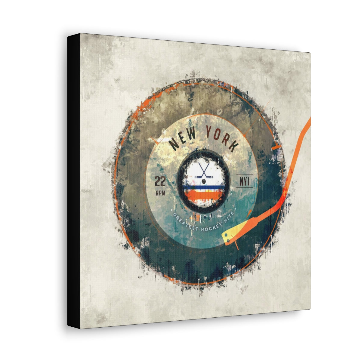 New York Islanders Hockey Puck Turntable Canvas Art