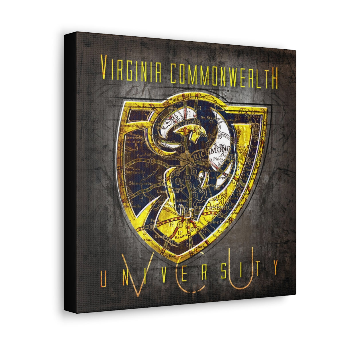 Virginia Commonwealth University Vintage Canvas Map