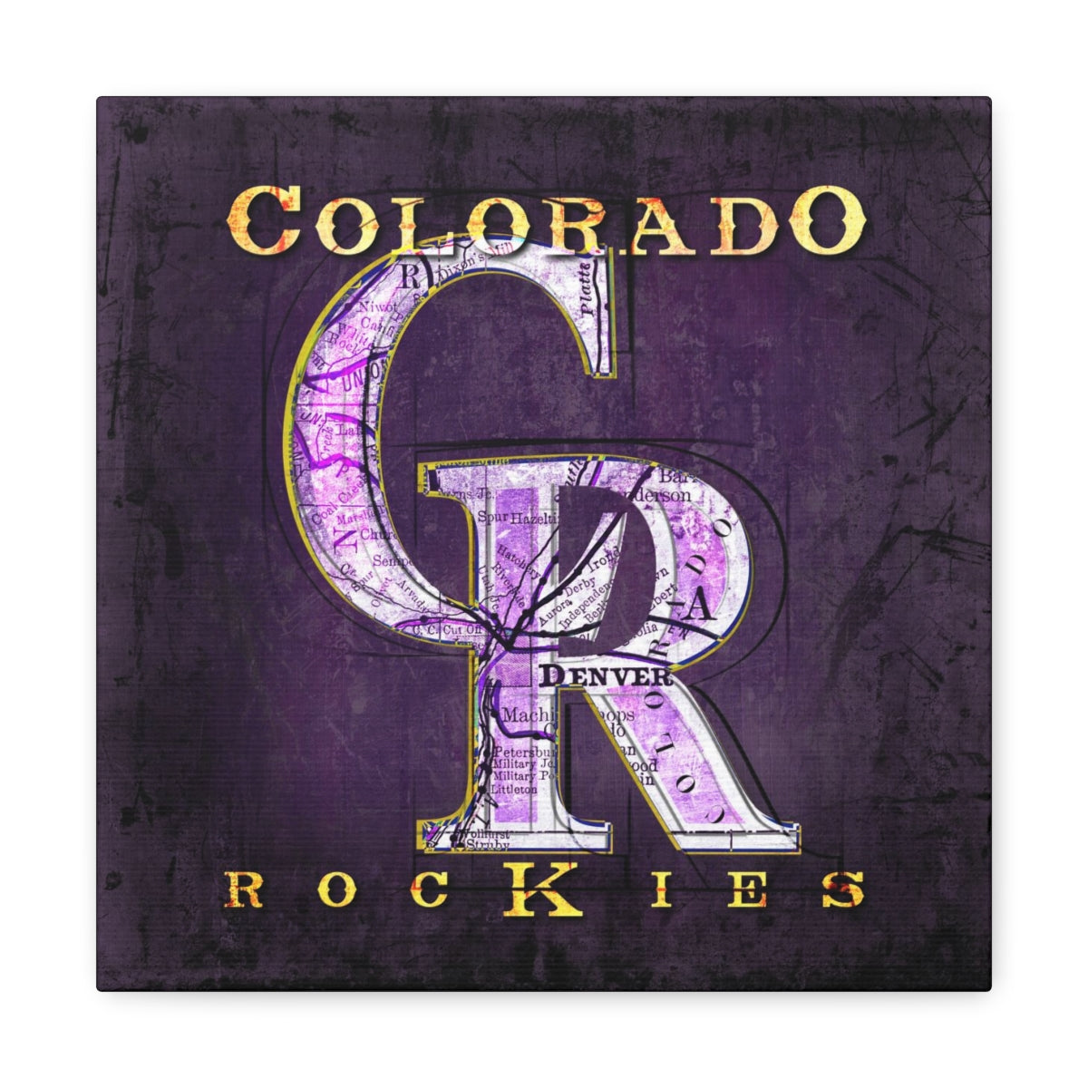 Colorado Rockies Vintage Canvas Map