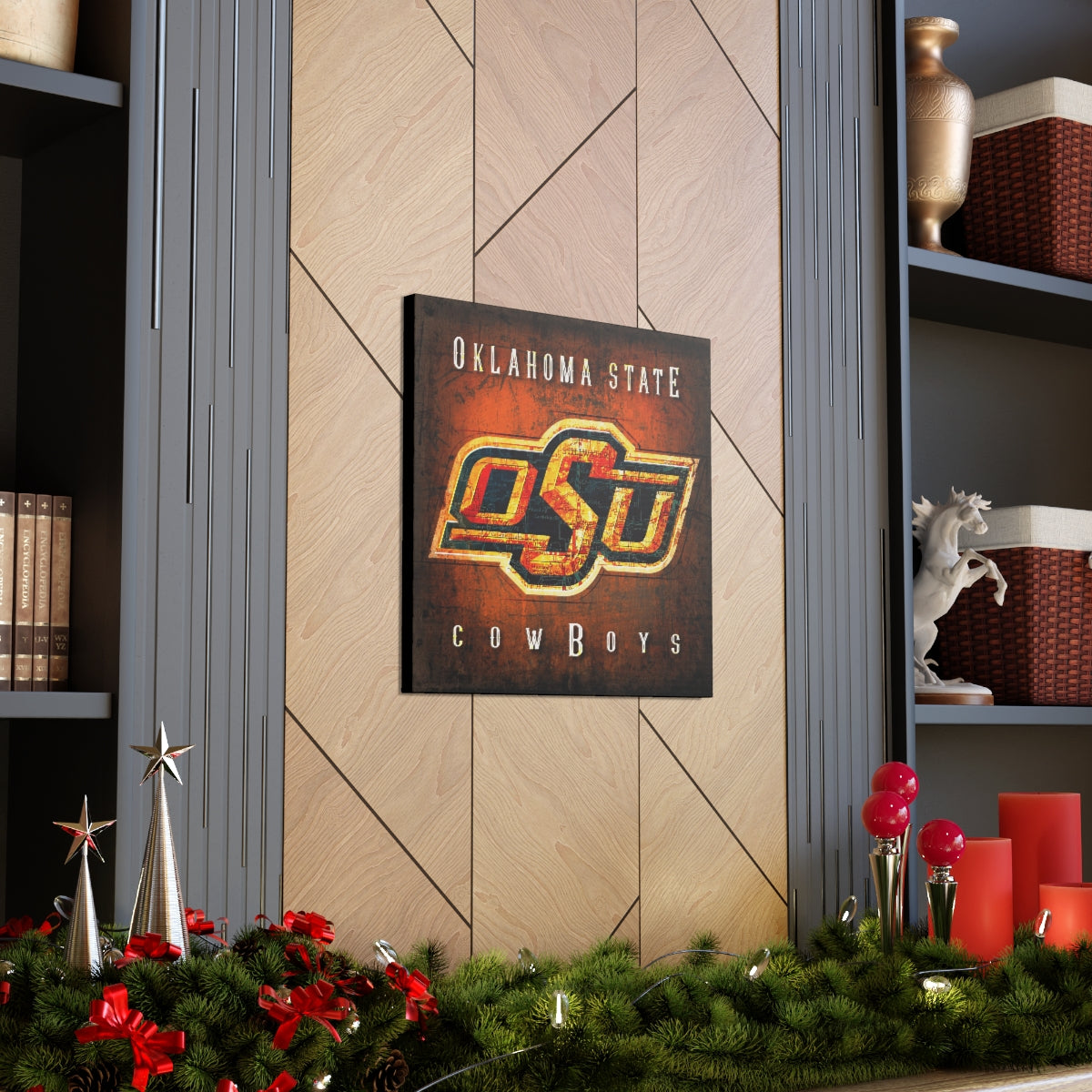 Oklahoma State Cowboys Vintage Canvas Map