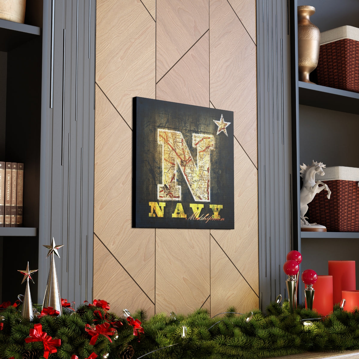 Navy Midshipmen Vintage Canvas Map