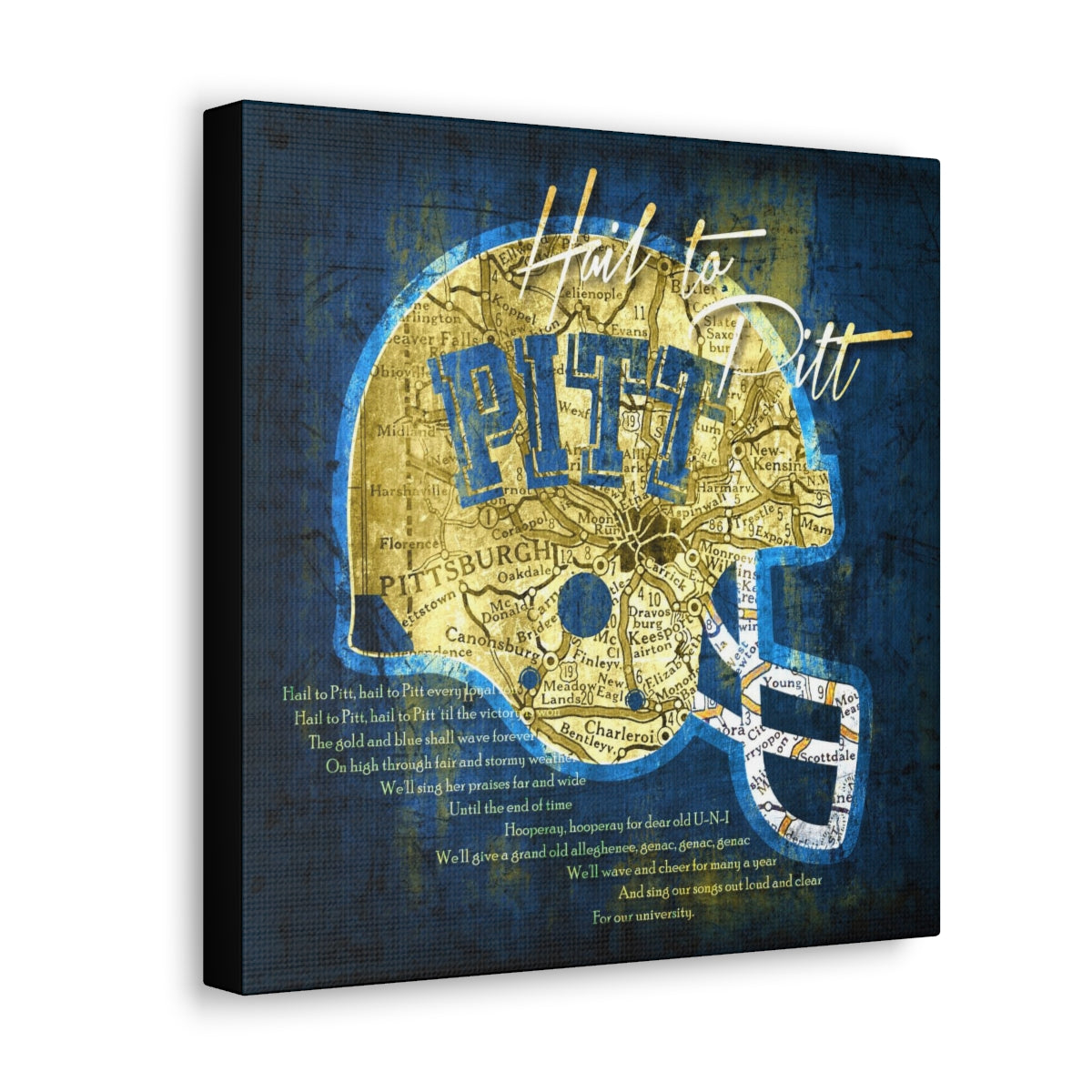 Pitt Panthers Vintage Canvas Map | Fight Song Lyrics