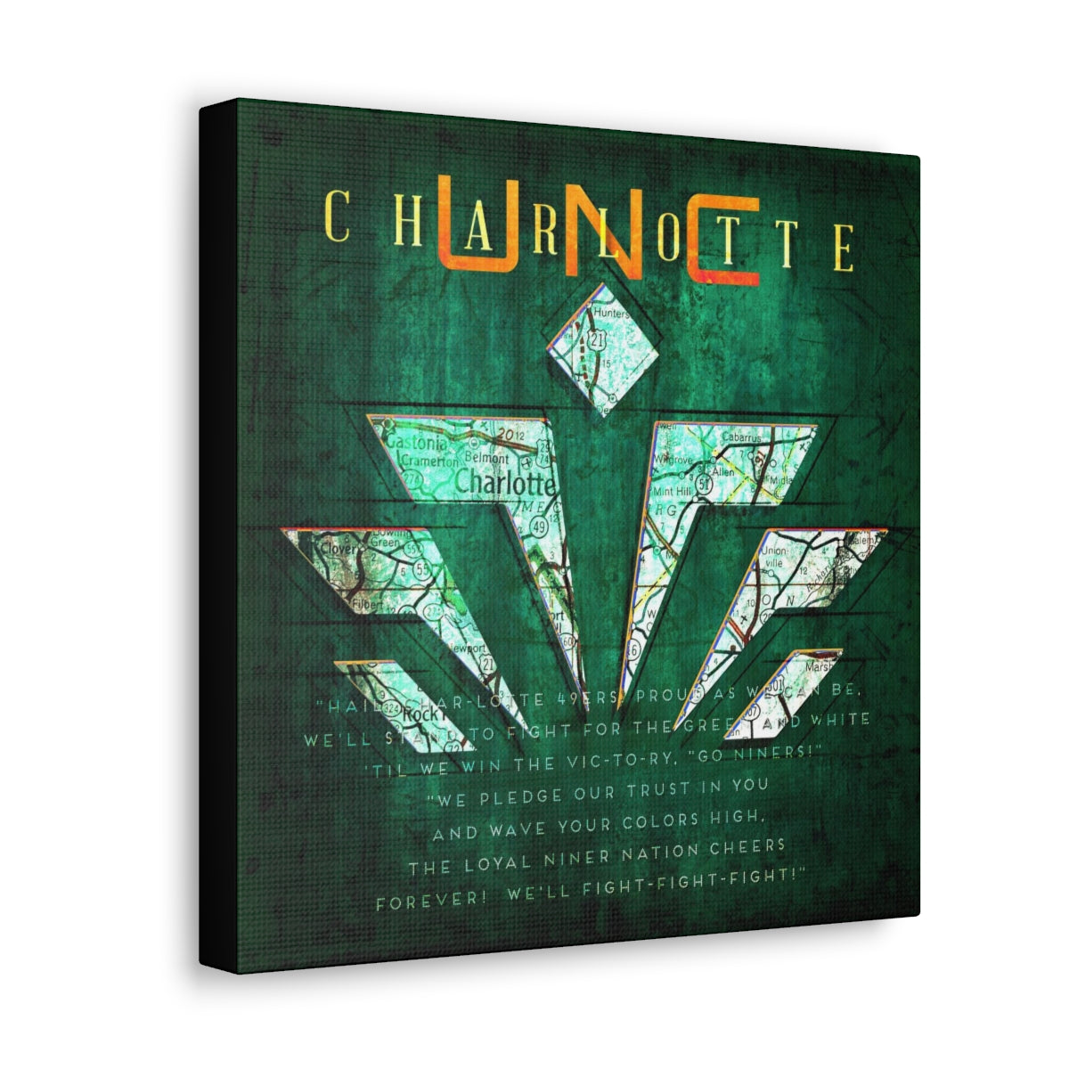 University of North Carolina at Charlotte Vintage Canvas Map
