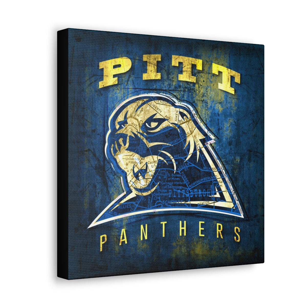 Pitt Panthers Vintage Canvas Map