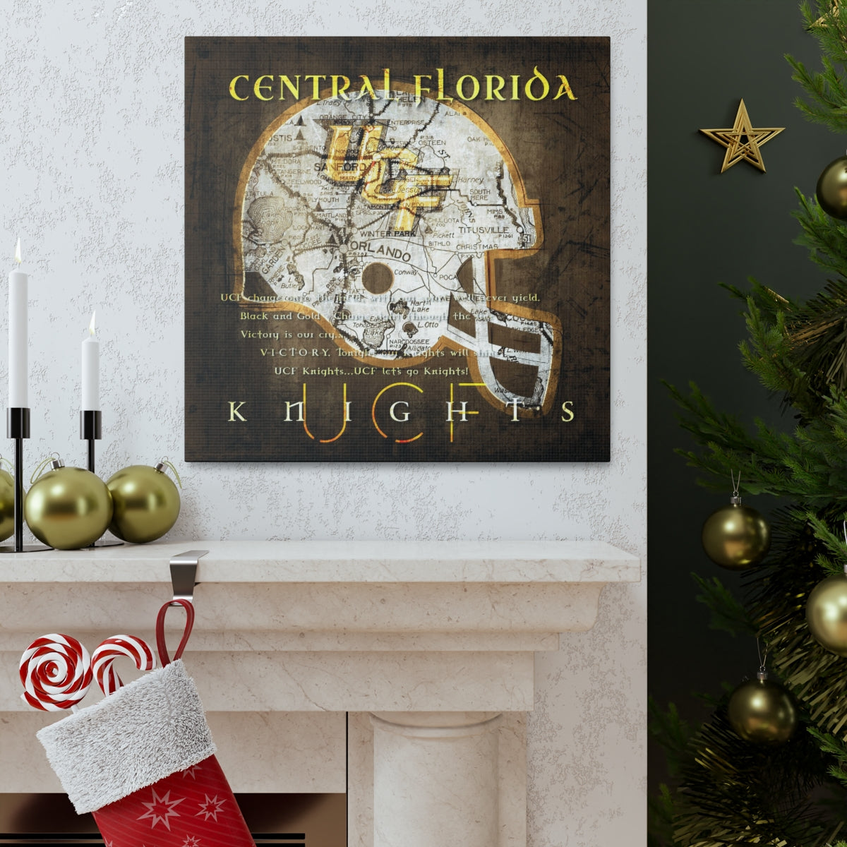 UCF Knights Vintage Canvas Map | Fight Song Lyrics
