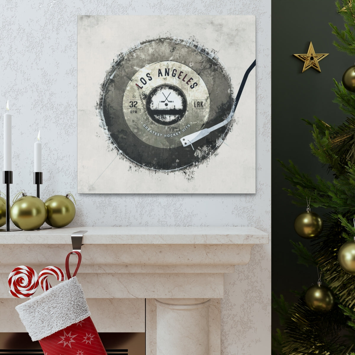 Los Angeles Kings Hockey Puck Turntable Canvas Art