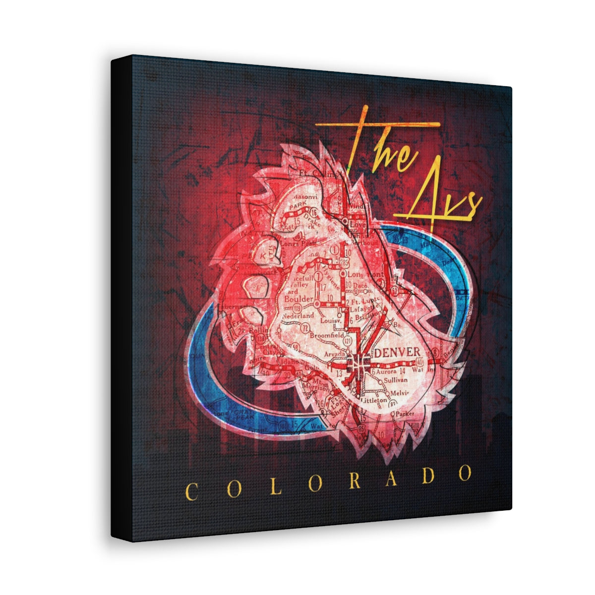 Colorado Avalanche Vintage Canvas Map | Sasquatch/Bigfoot