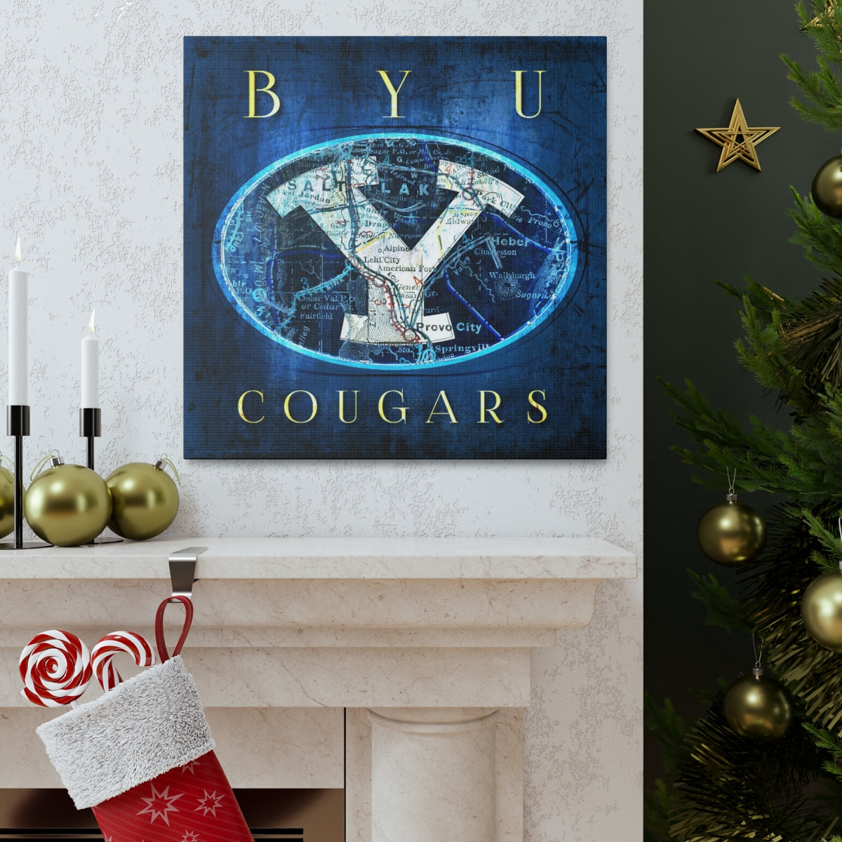 BYU Cougars Vintage Canvas Map