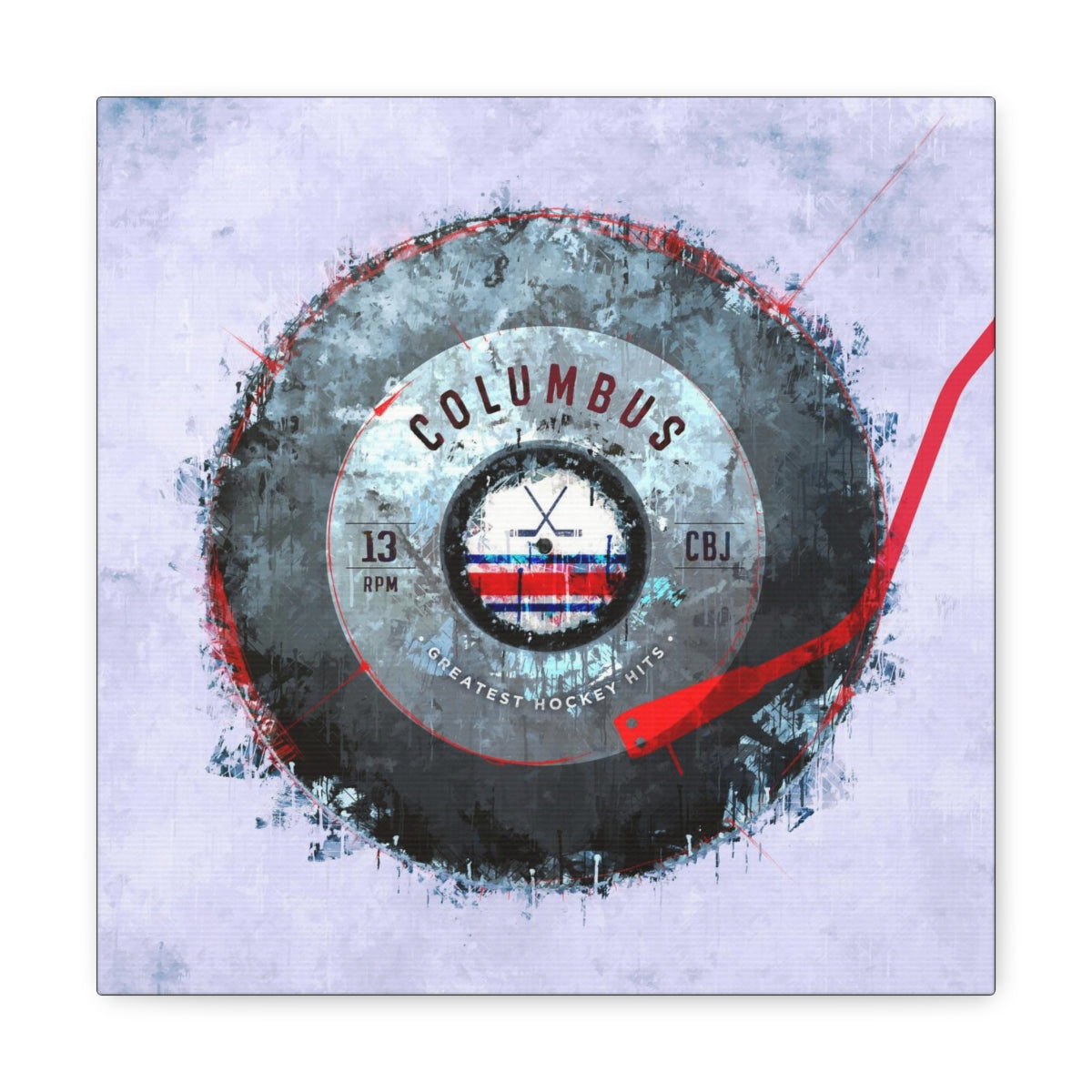 Columbus Blue Jackets Hockey Puck Turntable Canvas Art