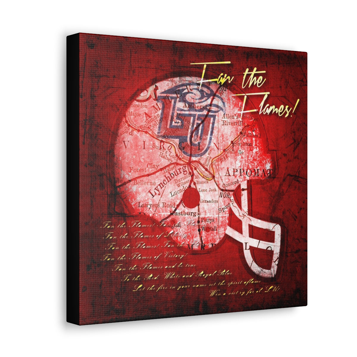 Liberty Flames Vintage Canvas Map | Fight Song Lyrics