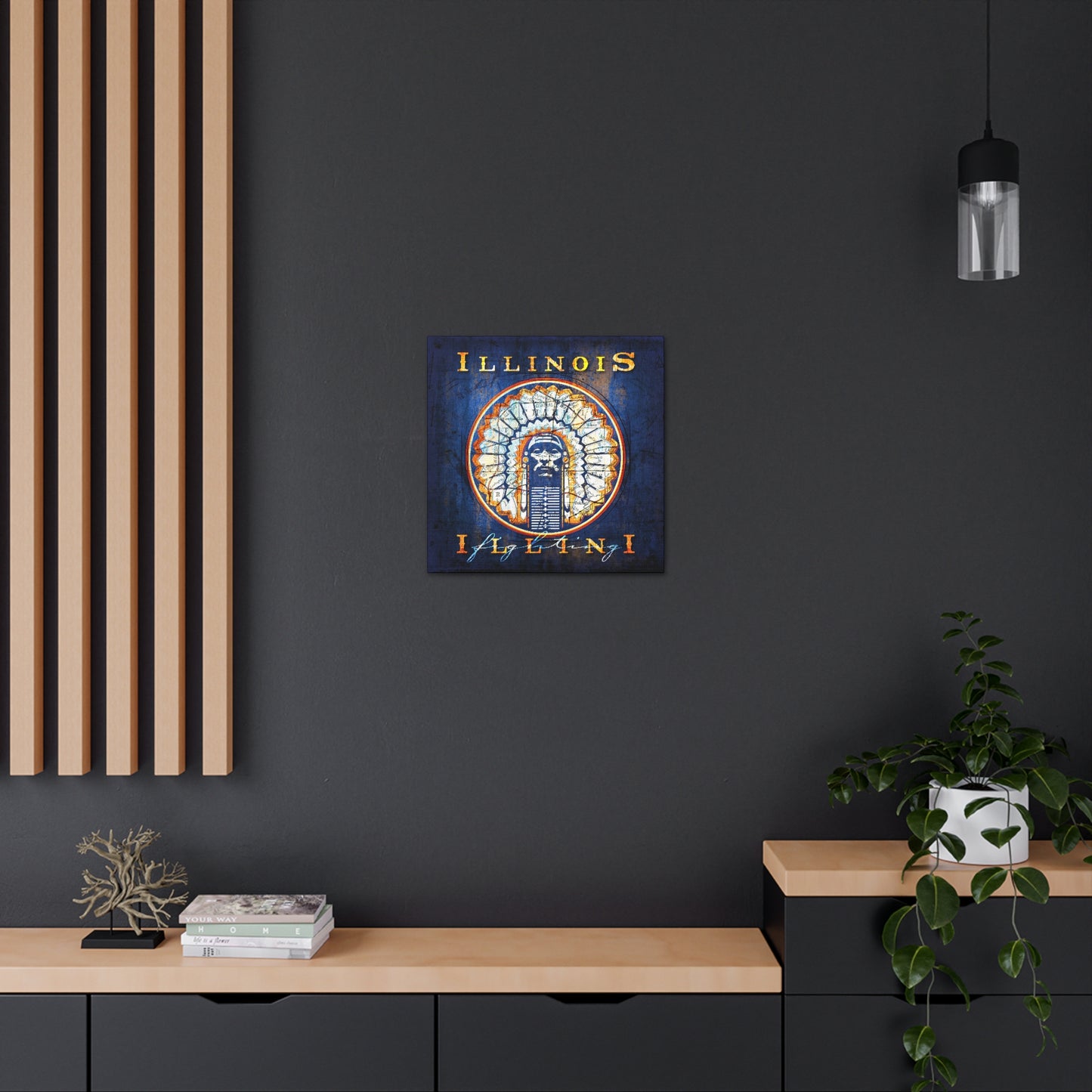 Illinois Fighting Illini Vintage Canvas Map