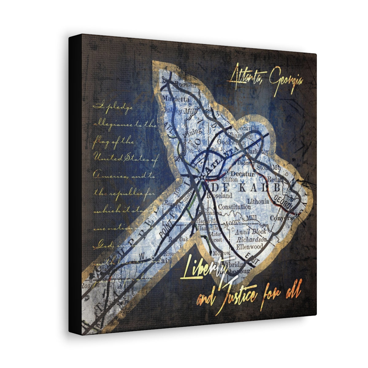 Atlanta Braves Vintage Canvas Map | Tomahawk Chop