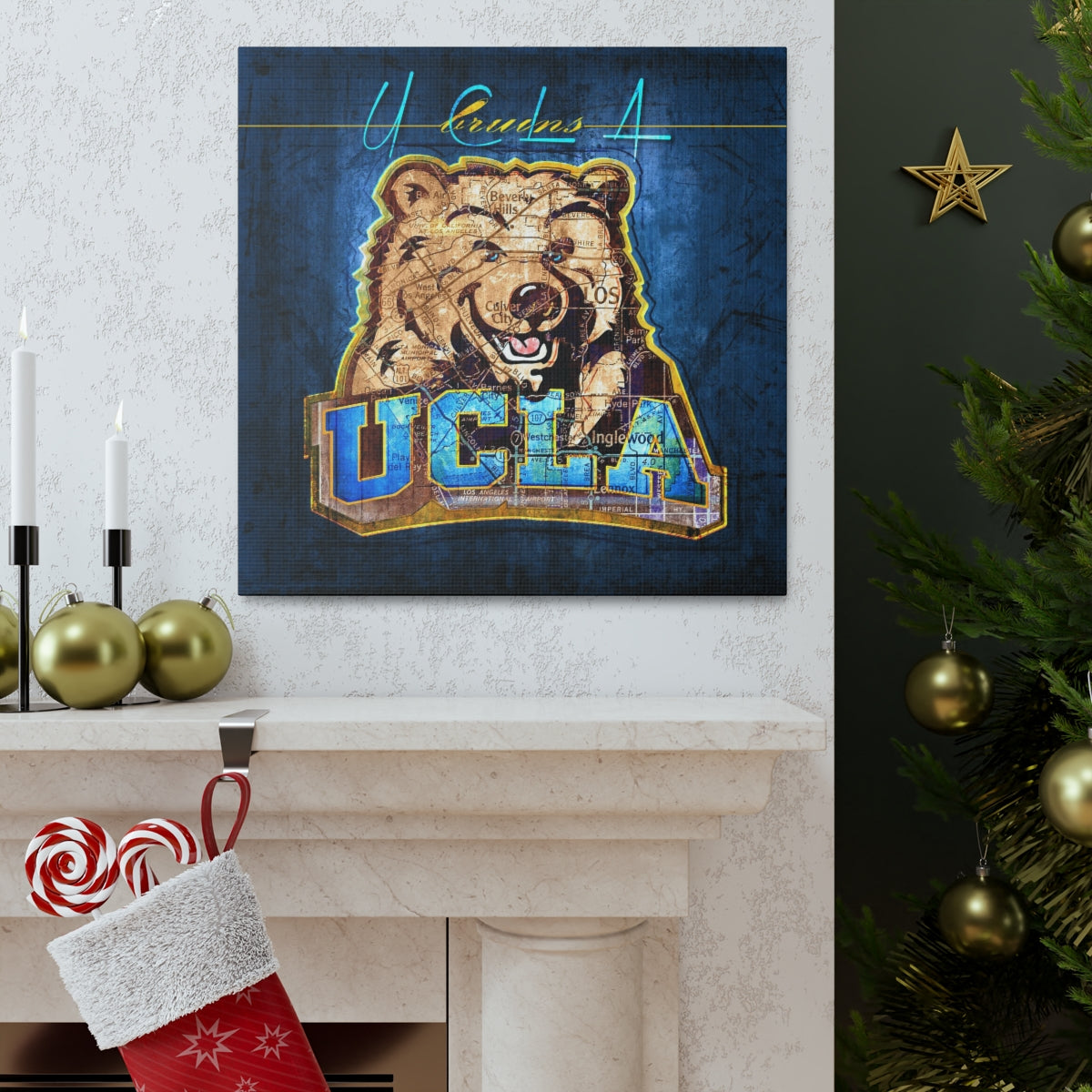UCLA Bruins Vintage Canvas Bear Map
