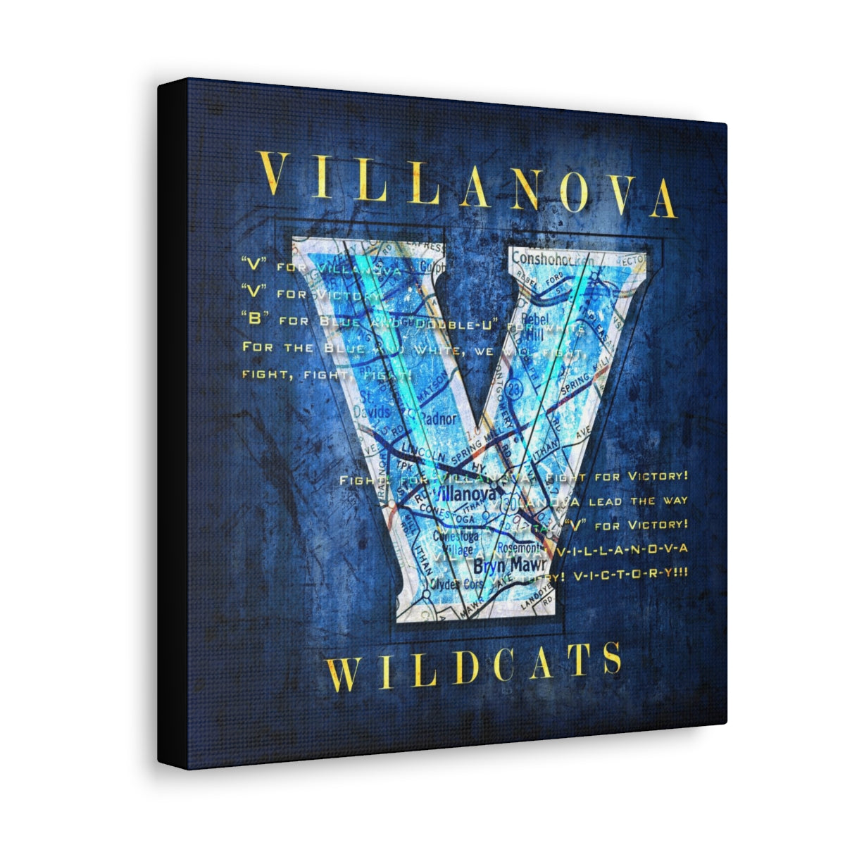 Villanova Wildcats Vintage Canvas Map | Fight Song Lyrics