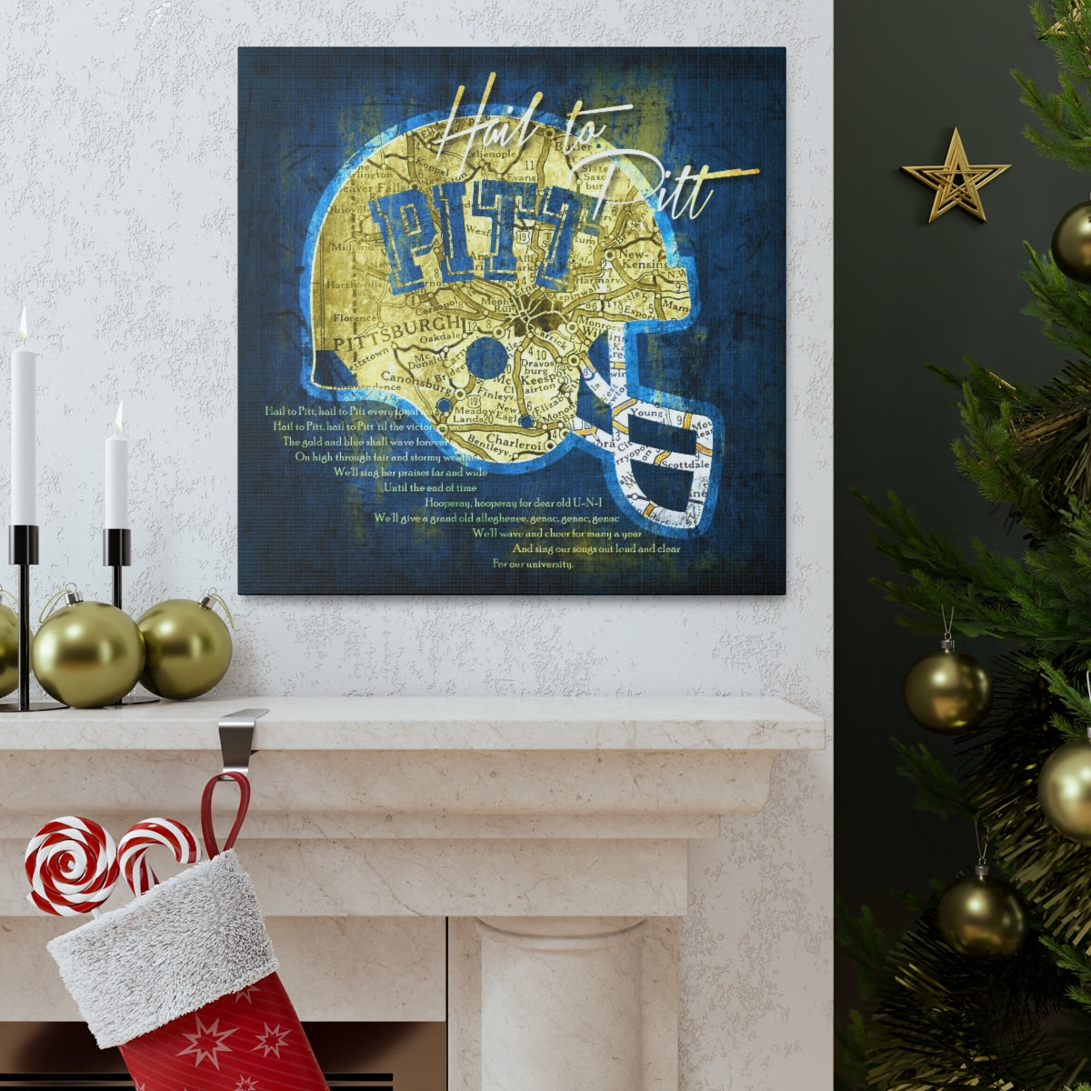 Pitt Panthers Vintage Canvas Map | Fight Song Lyrics