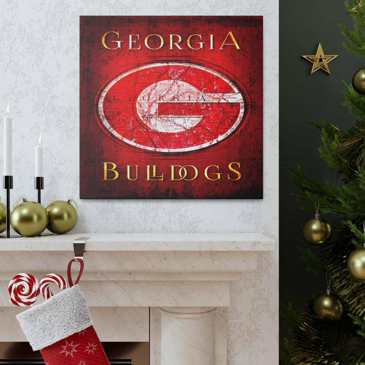 Georgia Bulldogs Vintage Canvas Map