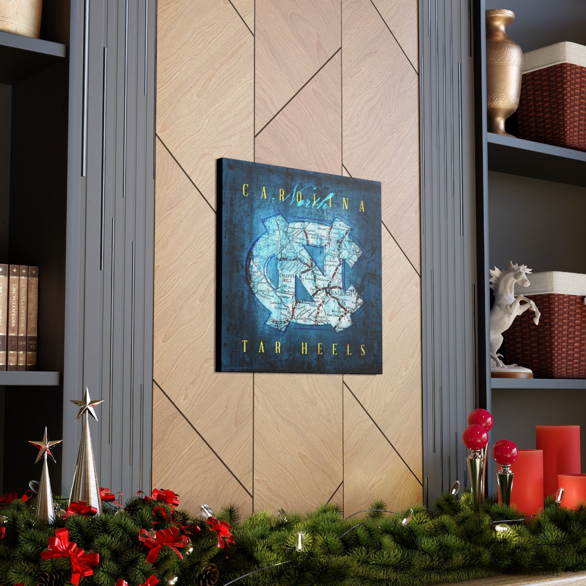 North Carolina Tar Heels Vintage Canvas Map