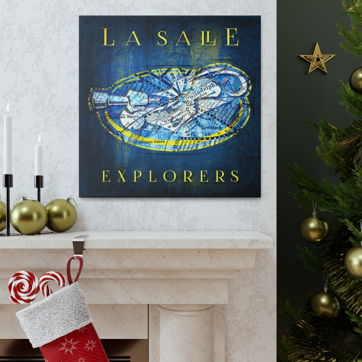 La Salle Explorers Vintage Canvas Map