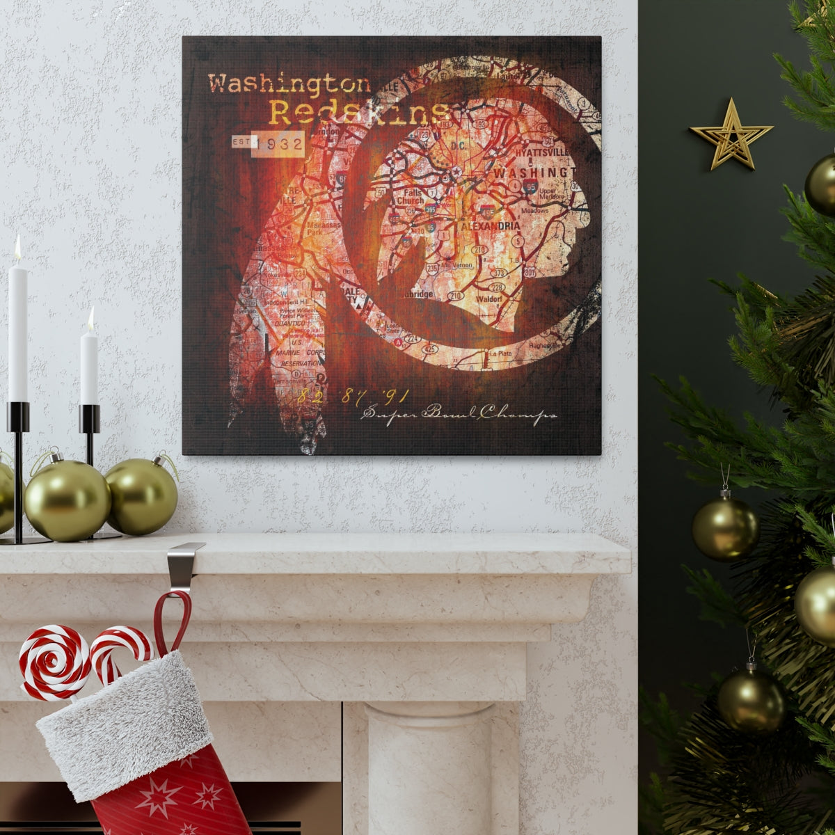 Washington Redskins Vintage Canvas Map | Throwback