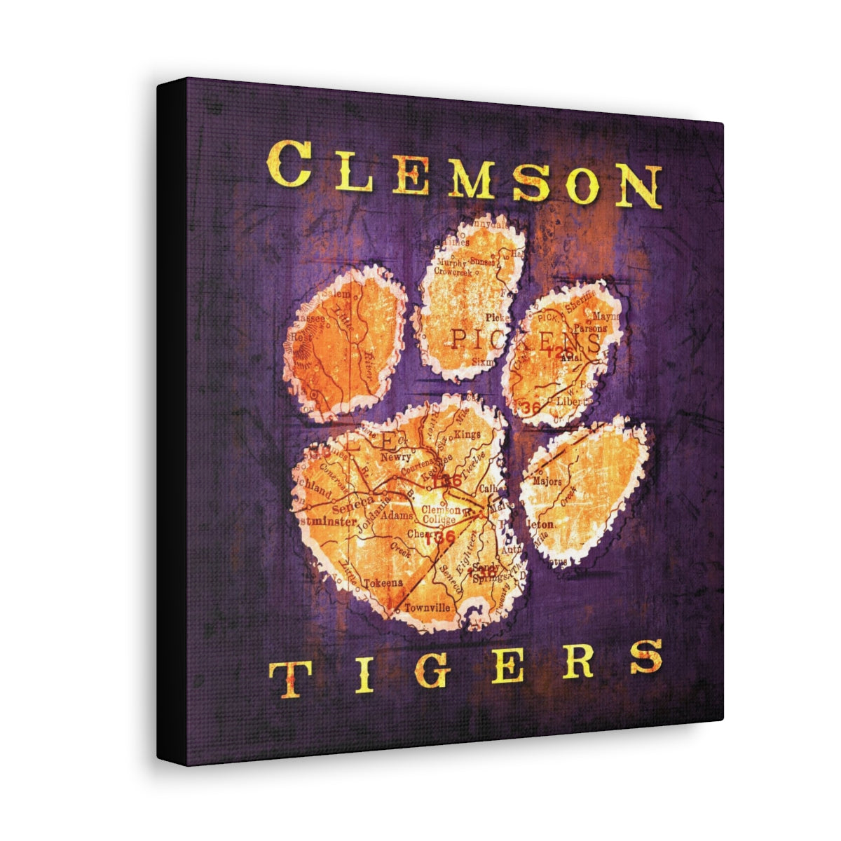 Clemson Tigers Vintage Canvas Map