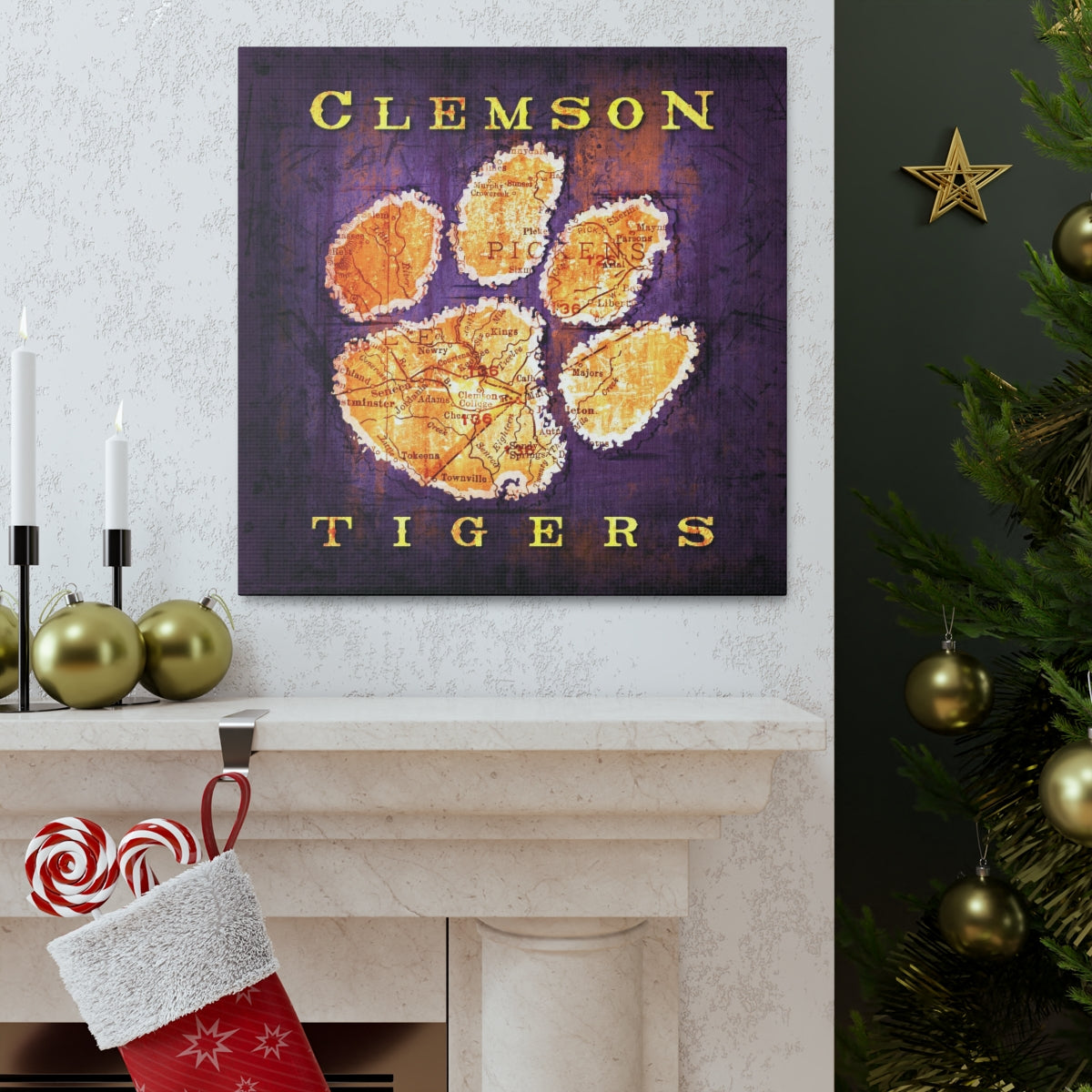 Clemson Tigers Vintage Canvas Map