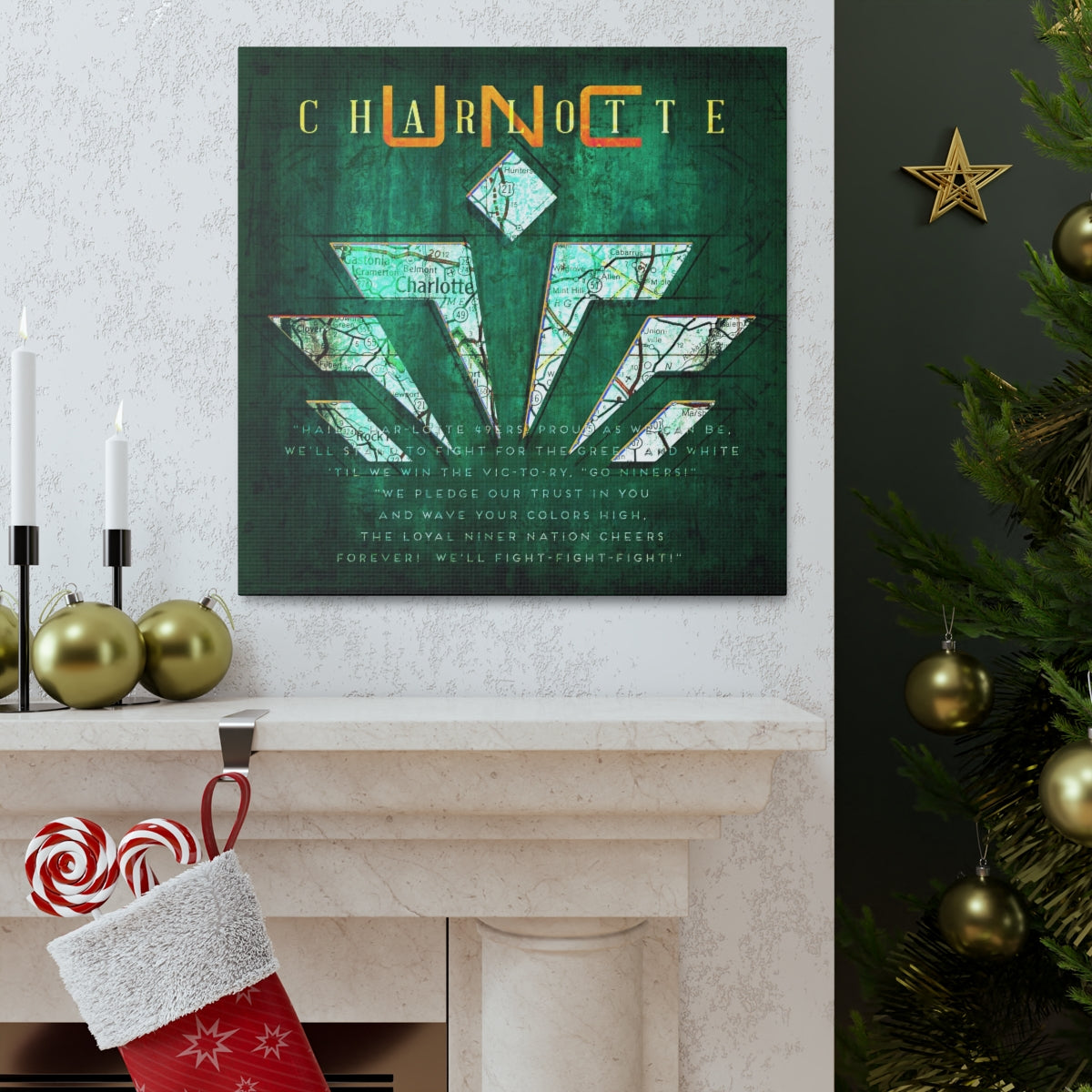 University of North Carolina at Charlotte Vintage Canvas Map