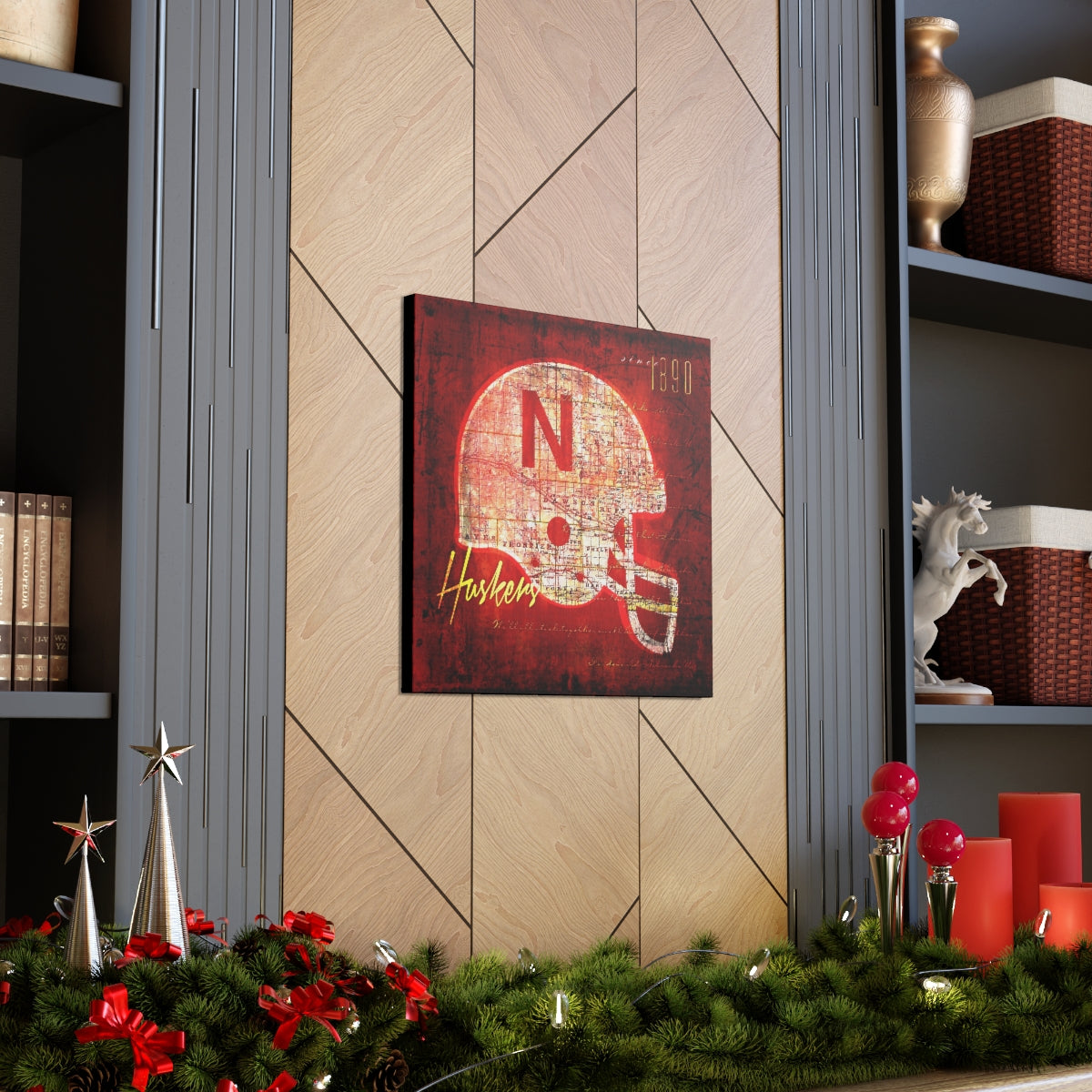 Nebraska Cornhuskers Vintage Canvas Map