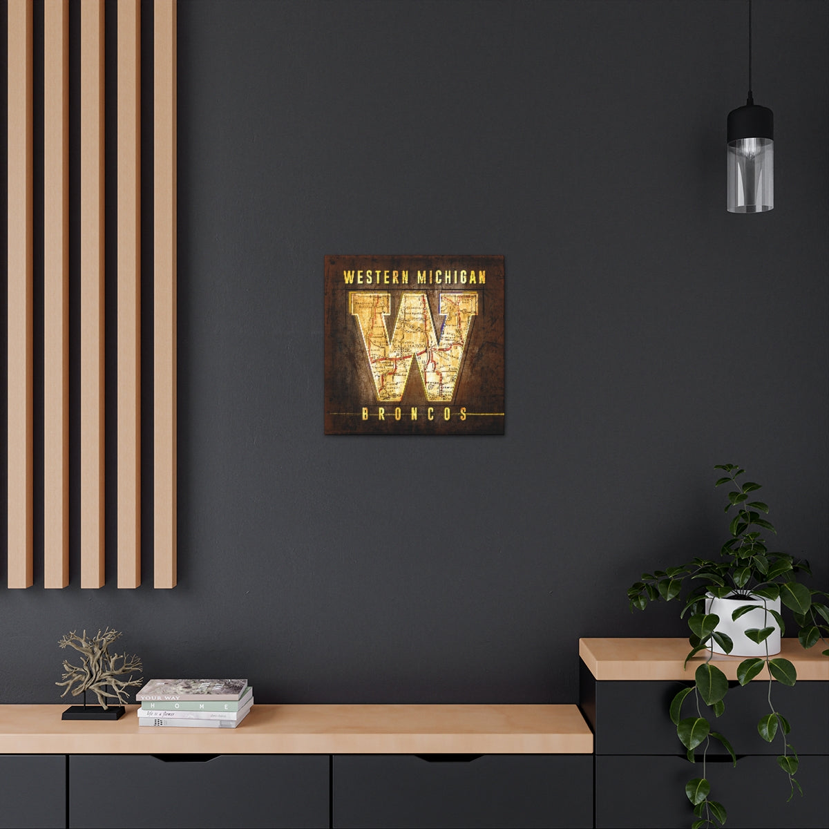 Western Michigan University Broncos Vintage Canvas Map