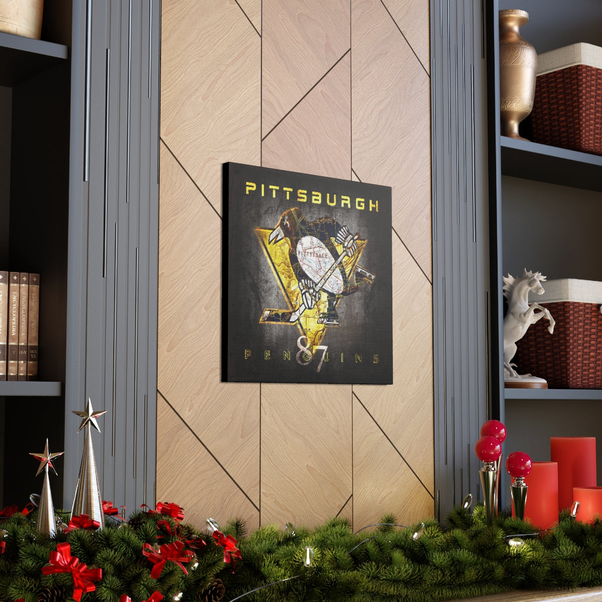 Pittsburgh Penguins Vintage Canvas Map
