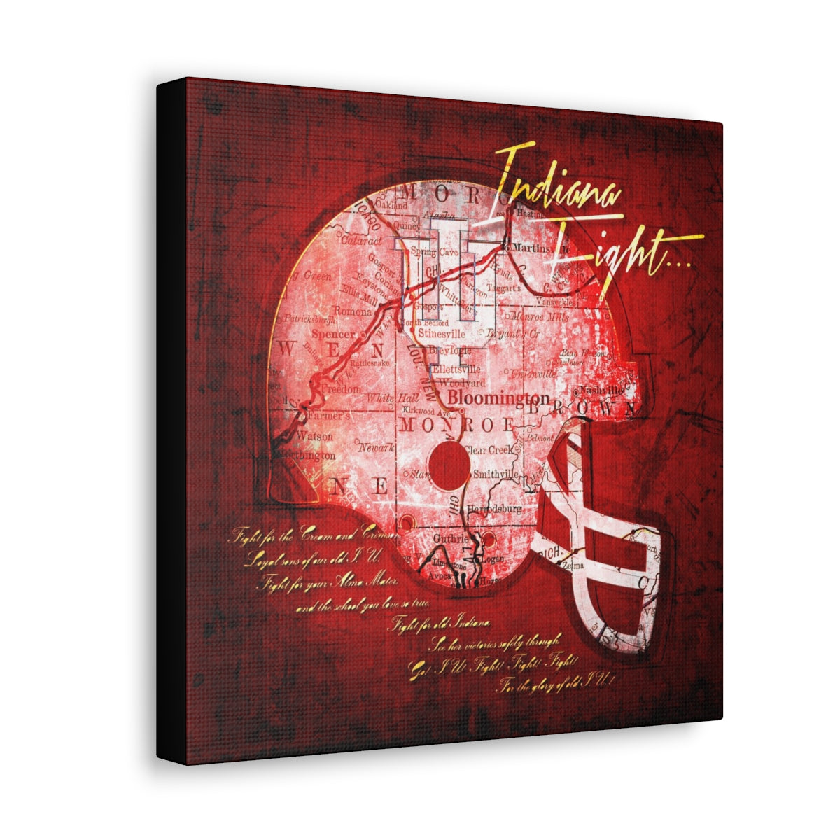 Indiana Hoosiers Vintage Canvas Map | Football Fight Song Lyrics