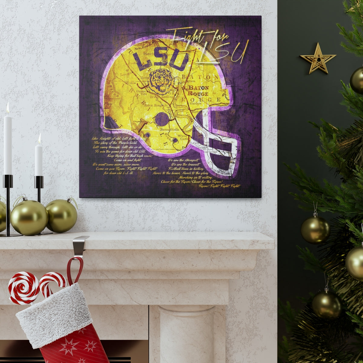 LSU Tigers Vintage Canvas Map | Fight Song Lyrics