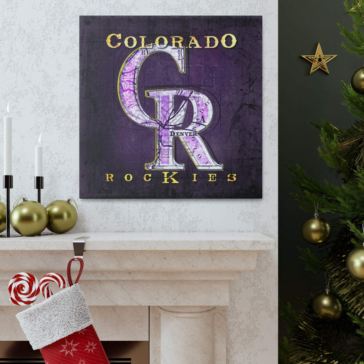 Colorado Rockies Vintage Canvas Map