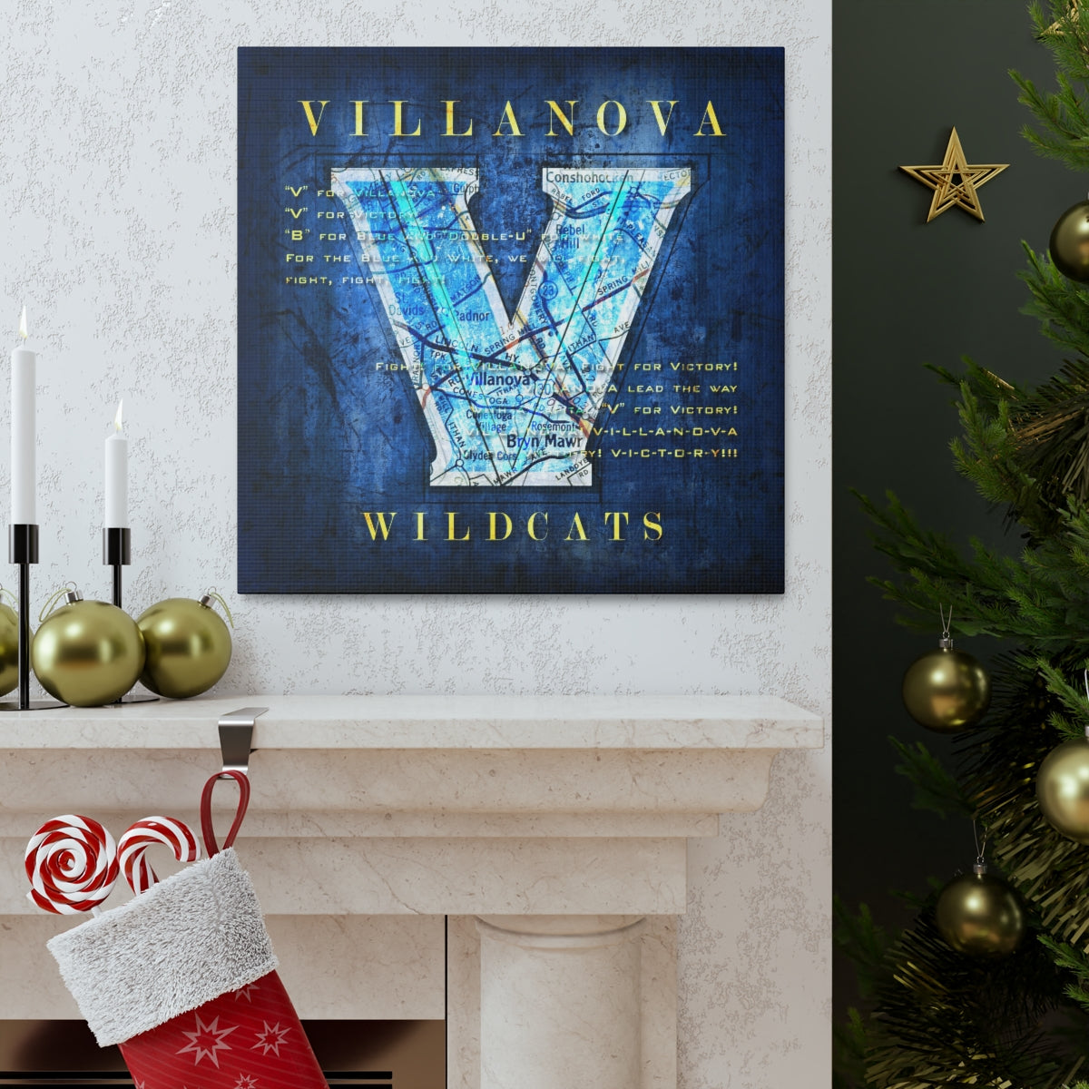 Villanova Wildcats Vintage Canvas Map | Fight Song Lyrics