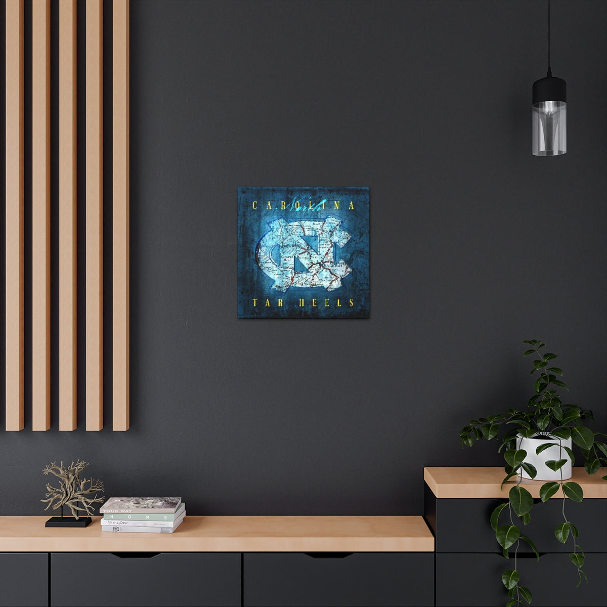 North Carolina Tar Heels Vintage Canvas Map