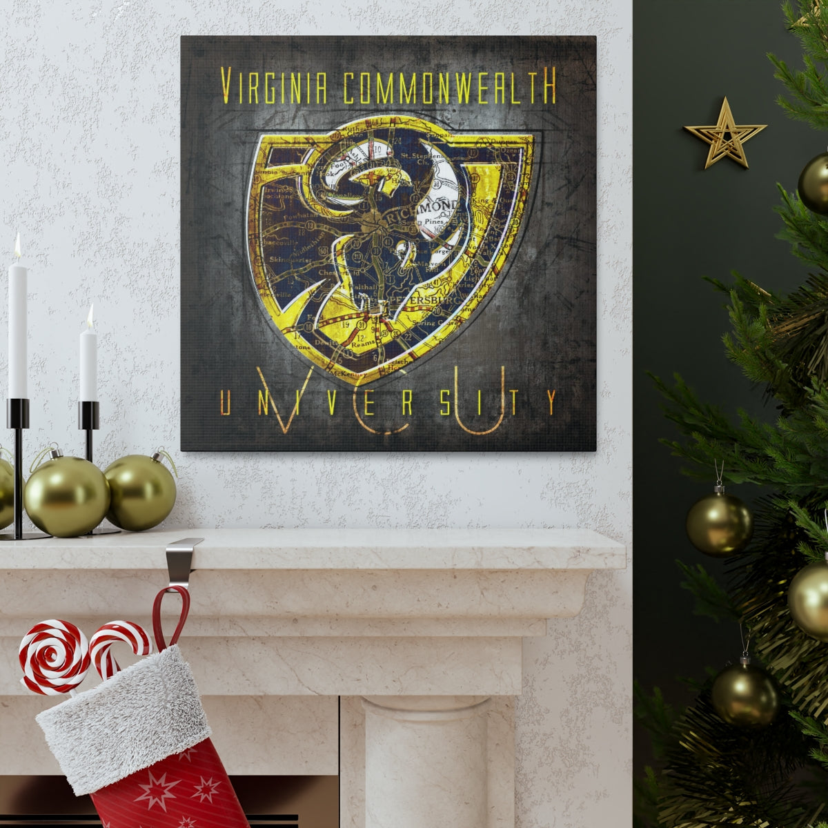 Virginia Commonwealth University Vintage Canvas Map