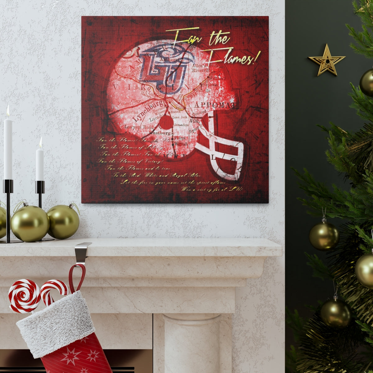 Liberty Flames Vintage Canvas Map | Fight Song Lyrics