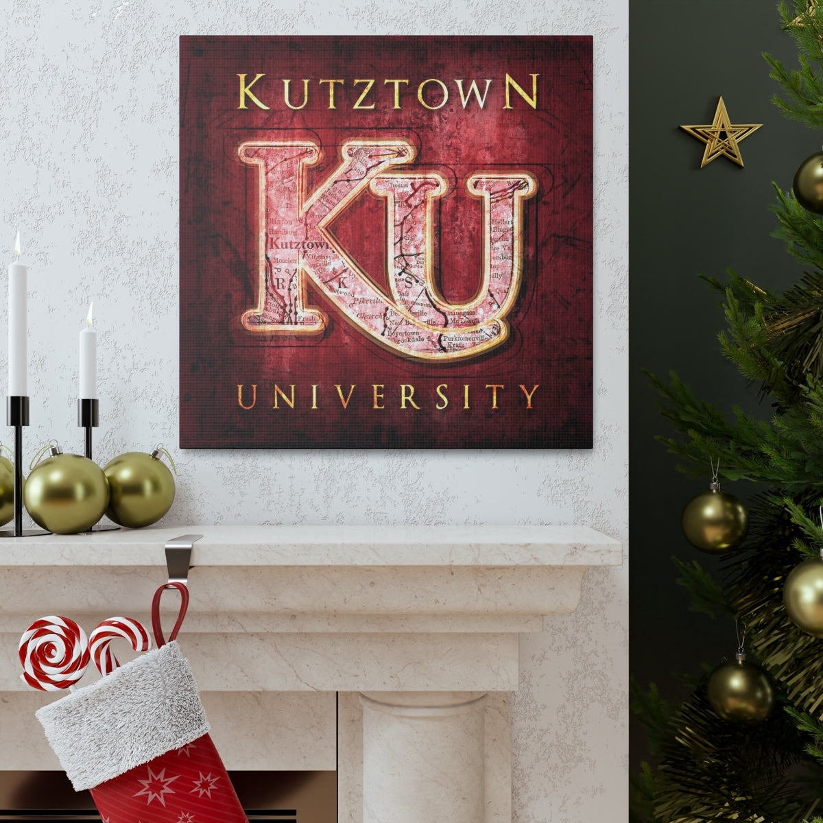Kutztown University Vintage Canvas Map
