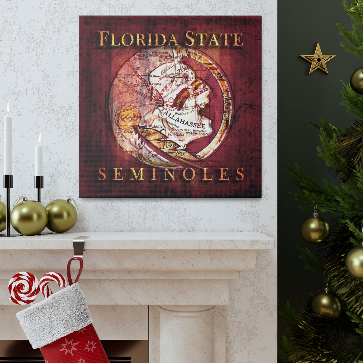 Florida State Seminoles Vintage Canvas Map
